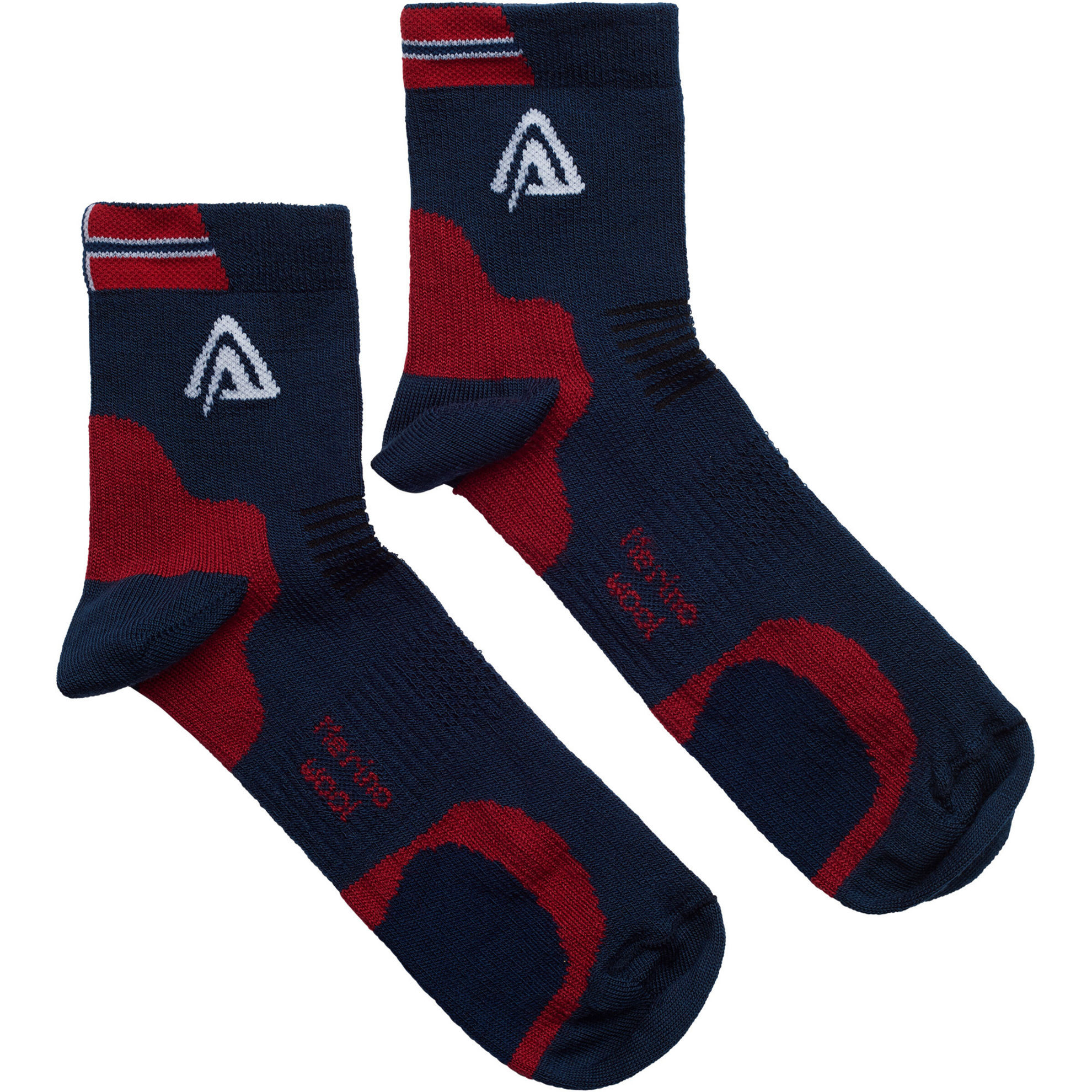 Aclima Running Socks 2 PK i Merinoull - Blue/ Red/ White