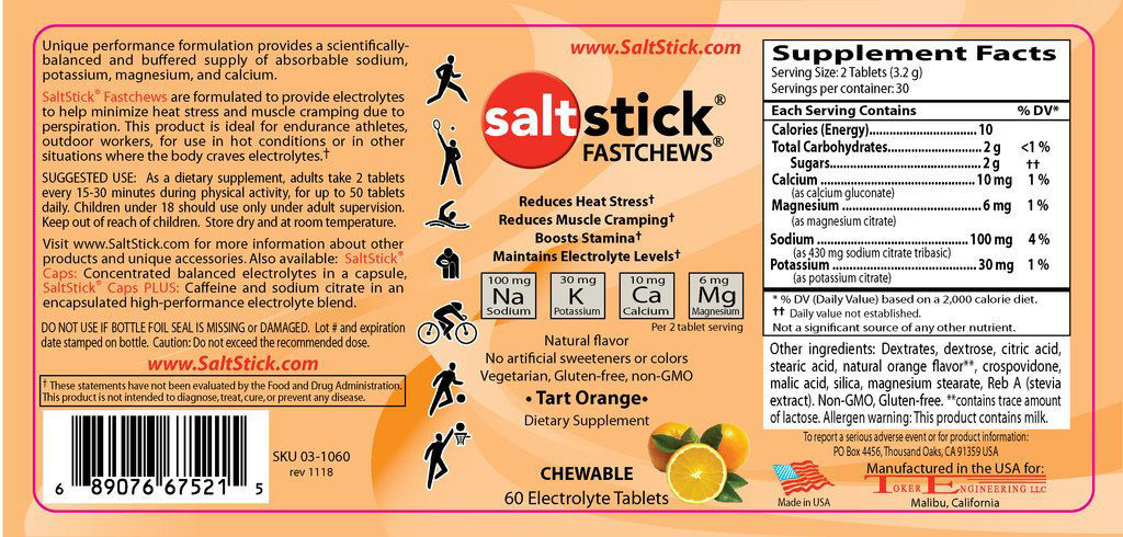 SaltStick Fastchews Orange - 10st Elektrolyt tuggtabletter med apelsinsmak
