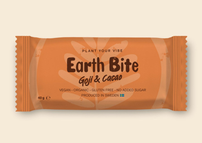 Earth Bite EKO Energibar - Goji & Cacao 40g - Tillverkad i Sverige