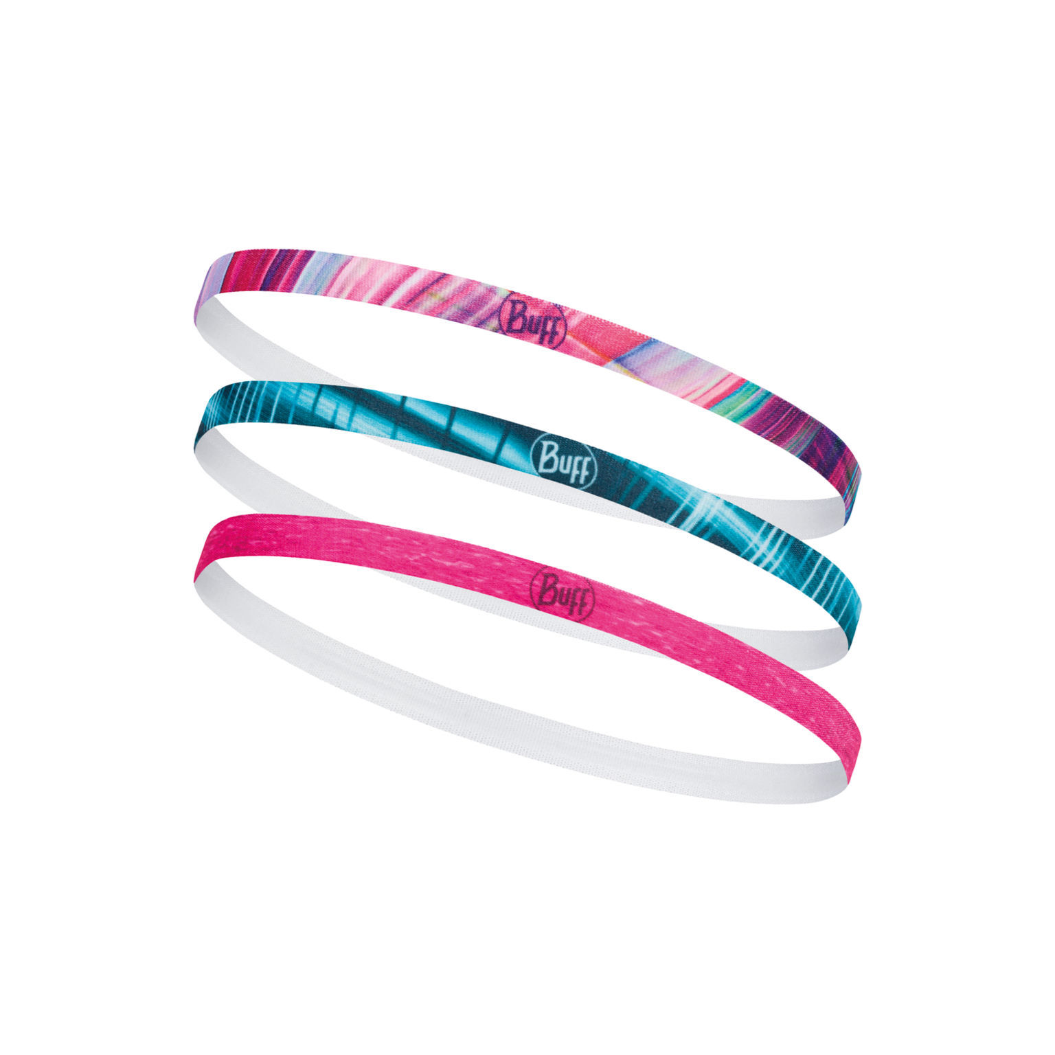 Buff Hårband med silikon - 3-pack - rosa, blå