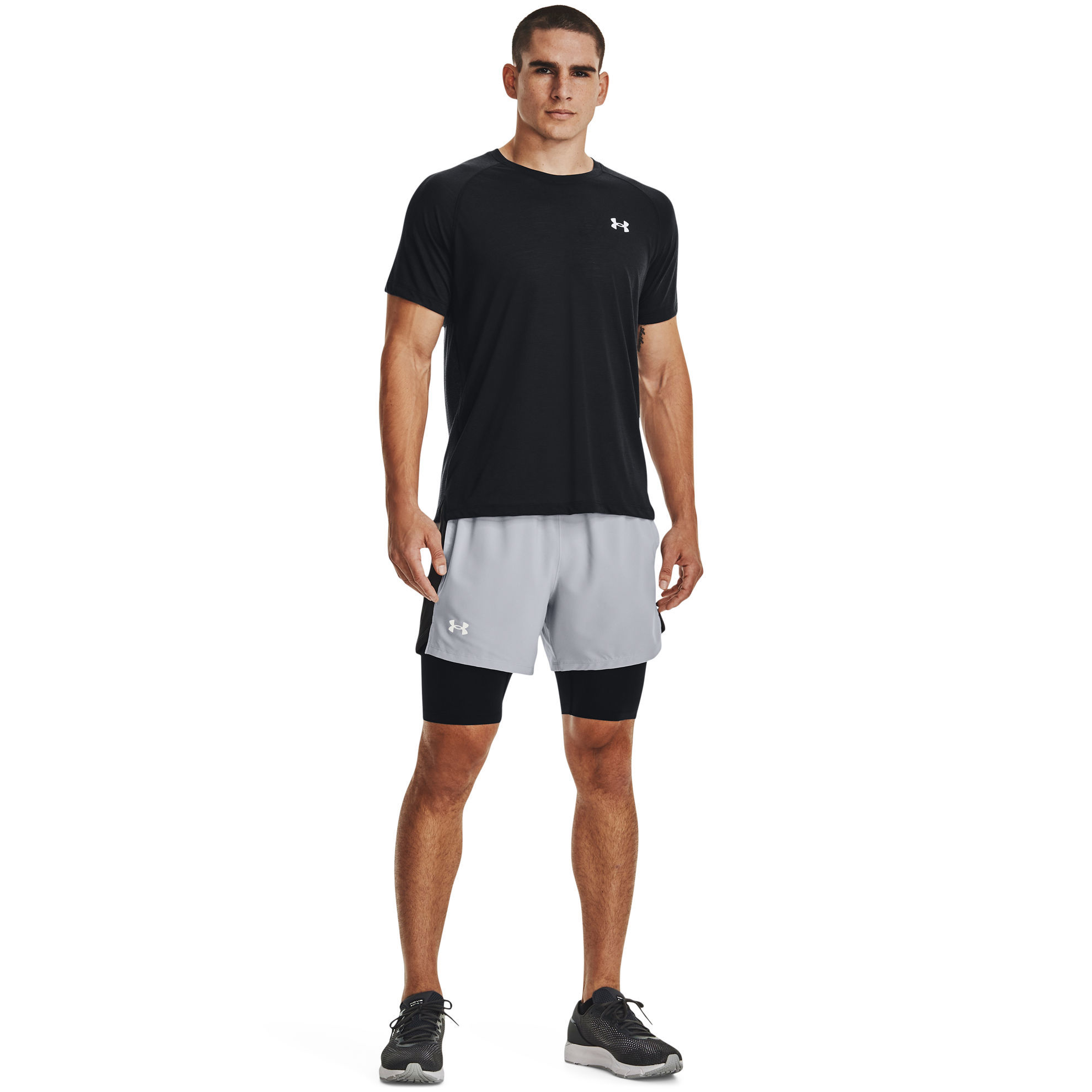 Under Armour Launch 2 in 1 Shorts Mod Gray - Löparshorts, Herr