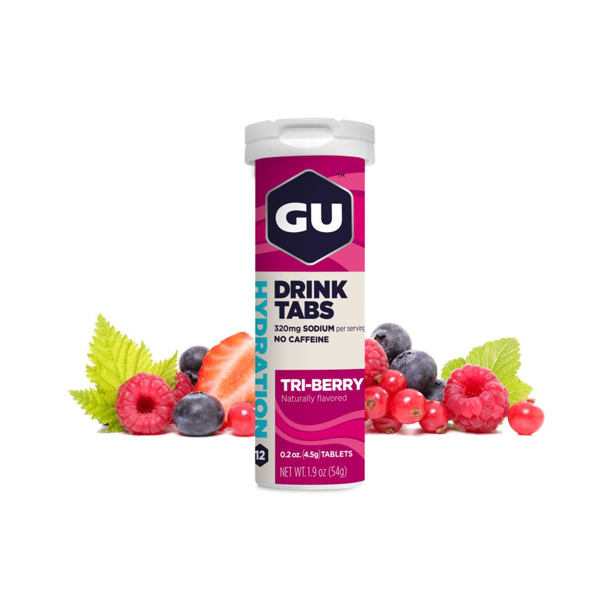 GU Hydration Drink Tabs 12 Pieces Tri-Berry - Kalorifri elektrolytdryck 12 brustabletter