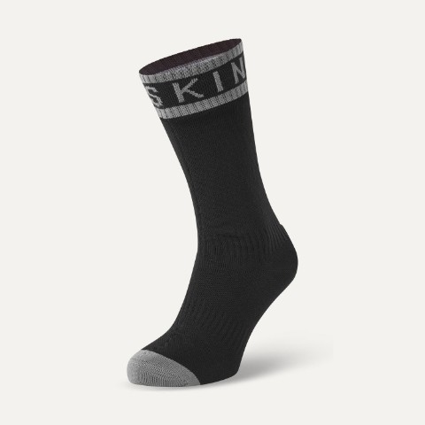 Sealskinz Scoulton Black/Dark Grey - Vattentät hög strumpa