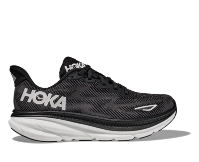 Hoka Women Clifton 9 Wide Svartvit - Dammodell (Bred tåbox)